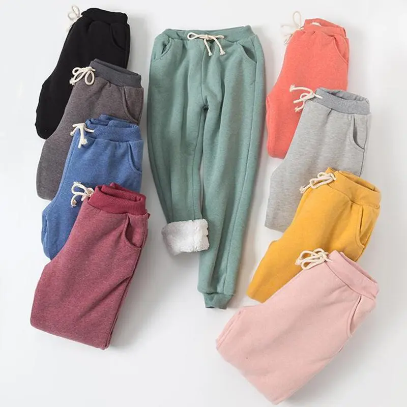 Women's Warm Sweat Pants Sherpa Lined Fleece Lining Joggers Jogging Trousers / Lamb velvet padded sweatpants fitness legging yoga pant