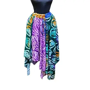 Trends By Scorp Women's Colorful Adire Asymmetric Batik Print Skirt - US Sizes, Comfortable Womenswear Bottom, Stylish Clothes for Fashionable Outfits