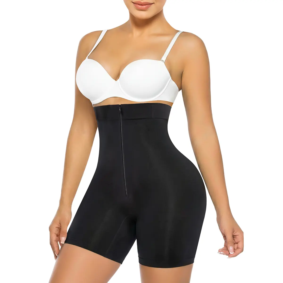 SHAPERX High-Waisted Tummy Control Shapewear for Women Zip-Up Easy-On Seamless Shorts Underwear