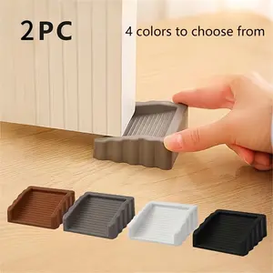 2pcs Creative Windproof Door Stopper, Plastic Matte Surface Wedge, Safety Door Blocker, Anti-collision Door Stopper Available in 4 Colors
