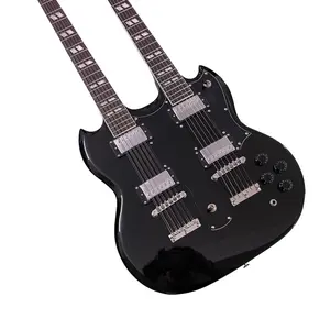 Gloss Double Neck sg Guitar 12+6 Strings Solid Mahogany, Chrome Hardware