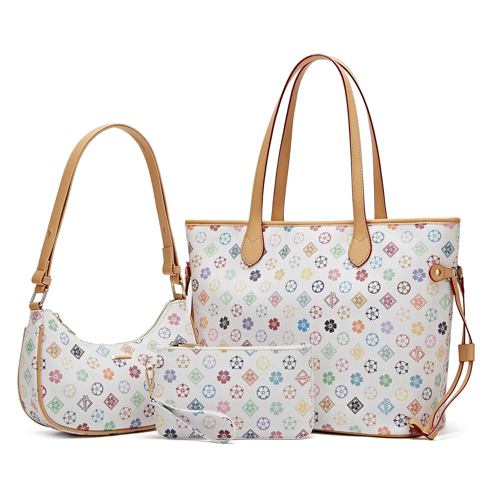 Handbags for Women Designer Fashion Purses Top Handle Satchel Shoulder Bags 3pcs with Small Wallet & Crossbody Bags Crescent Shoulder Bag Underarm