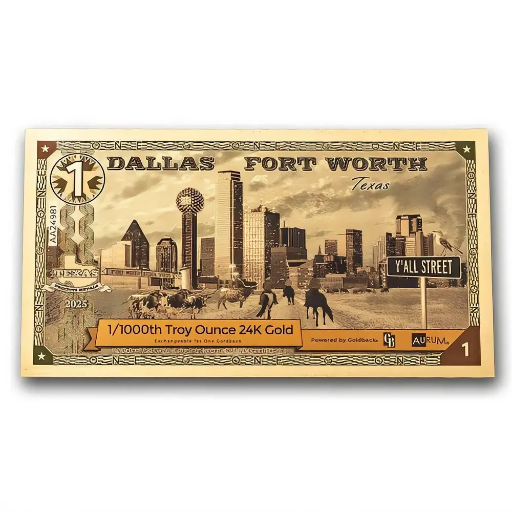 1 Dallas Edition Goldback note
