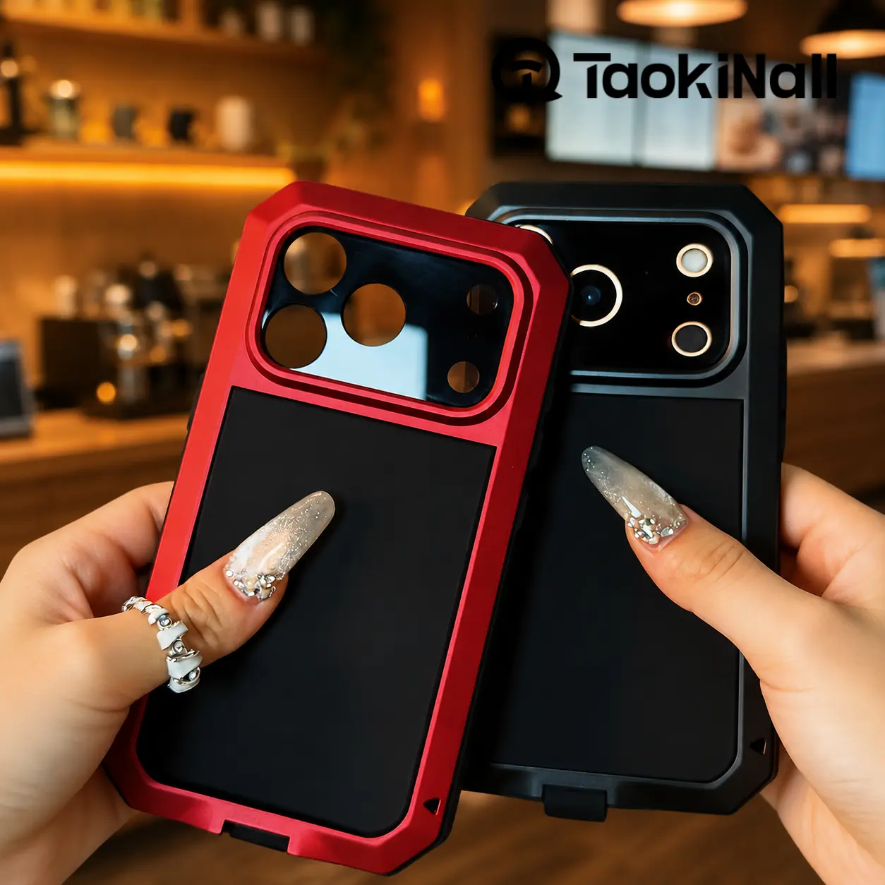 【360° Full-Body Protection】TAOKINALL Heavy Duty Metal Phone Case with Screen Protector | Zinc Alloy Shockproof Armor Metal protective case for iPhone 17 Air/16/15/14 Pro Max full-body shockproof and durable case