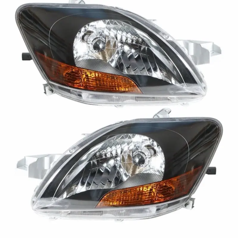 Halogen Headlights For 2007/08-2012 Toyota Yaris Black Pair Headlamps Assembly