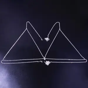 Simple Bling Rhinestone Body Chain Bra Harness Lingerie Chain Beach Sexy Crystal Bra Body Chain Bikini Top for Women