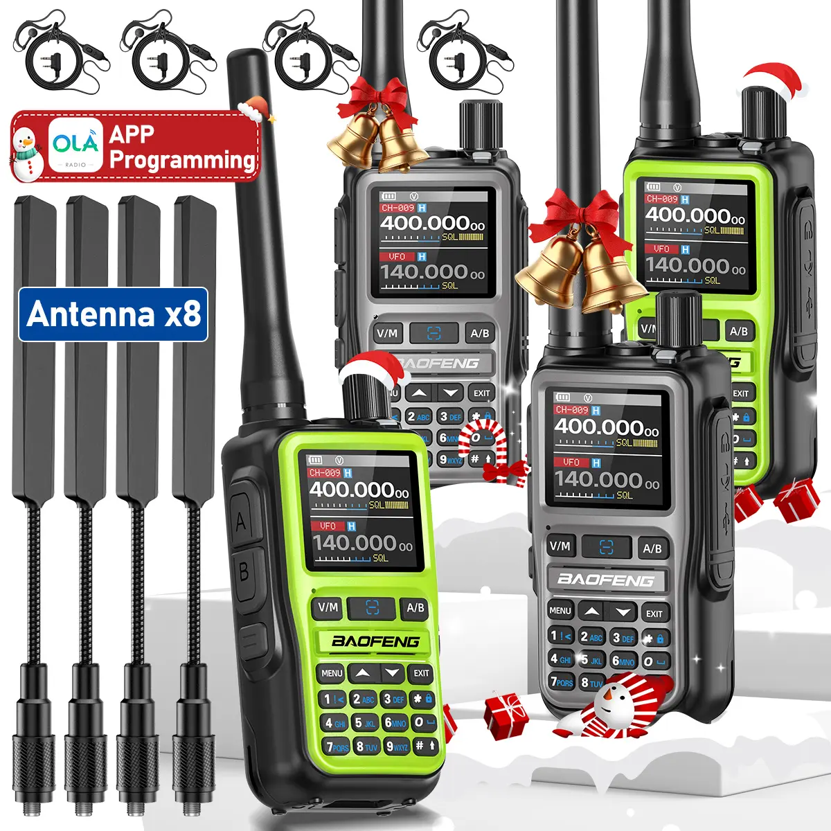Baofeng UV-5R Mini Rechargeable Portable Walkie Talkie - Dual PTT, USB-C Charging Port, UHF VHF Ham Radio with Audio Function, Mobile Compatible for Hunting