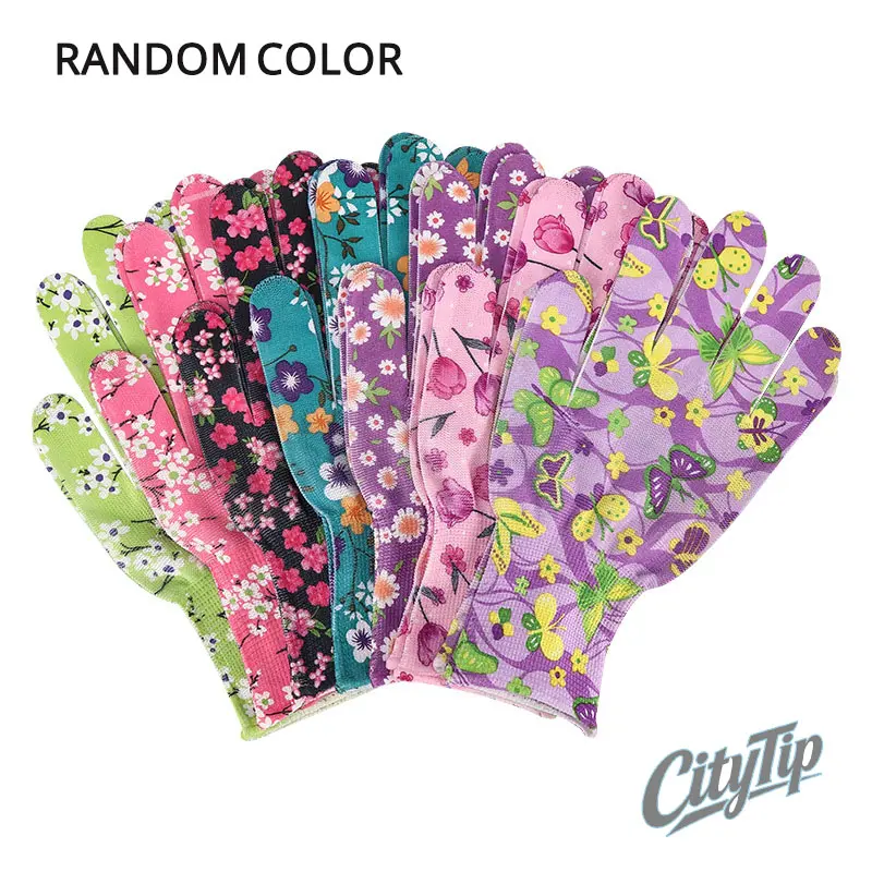 6 Pairs Women's Breathable Nylon Gloves, Multi-Functional Floral Printed Gloves, Random Colors Lightweight Gloves For Gardening Cleaning Driving Outdoor Activities