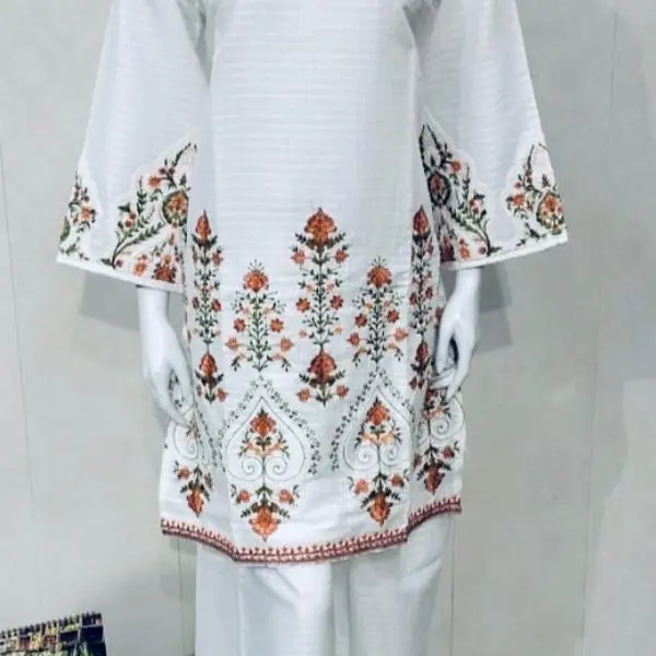 Bollywood Bin Saeed’s Designer’s Cotton Women Suit With Palazzo Brand New Stitched Embroidery Sizes Small  Medium Large Lady Comfort Shilwar Kameez
