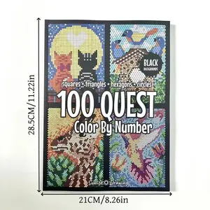 100 Quest Numbered Color by Number 1 Count Adult Coloring Book Art Craft Supplies, Painting Paper Drawing & Coloring Activity Book gift