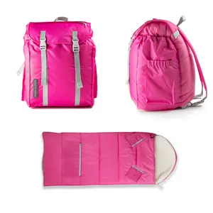Sleep-n-pack: Packable Sleeping Bag, Big Kid 7-12+ yrs - Hibiscus Pink/Coconut Sherpa