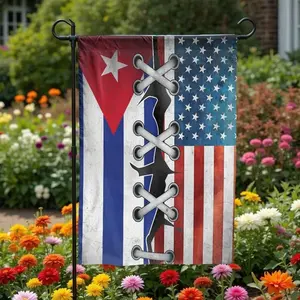 Cuban American Garden Flag _ Made In America With Cuban Parts Design _ Double Sided Polyester _ Patriotic Yard Decor Gift for Cuban Pride