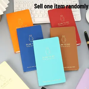 A6 Daily Planner Notebook – Cute Bear PU Leather To Do Journal, 180° Lay Flat Pocket Planner for Work, Study & Daily Check-In