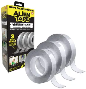 Alien Tape – Heavy-Duty Double-Sided Nano Adhesive Tape, Multipurpose, Removable & Washable, Transparent, for Mounting, Hanging, Carpet, Photo Frames, Posters & Décor