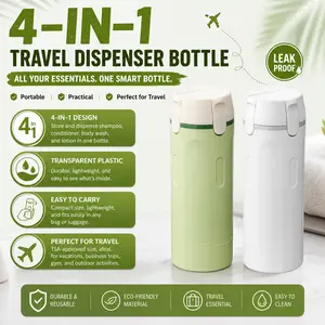 4-in-1 Portable Cosmetic Shampoo Dispenser Storage Bottle Plastic Travel Friendly Compact Design for Easy Carrying