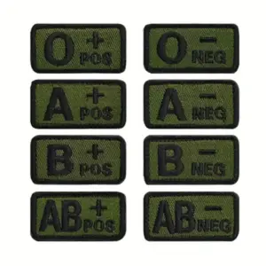 Team Formation Blood Type Patch Set, Tactical Rescue Velcro Fastener Patches, Durable Nylon Material, Embroidery Craft, Ideal for Emergency Services
