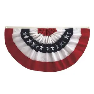 In the Breeze Patriotic Bunting Embroidered or Printed USA Bunting for 4th of July Summer Holidays Fade and Weather Resistant Polyester with Brass Grommets