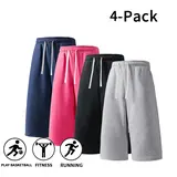 Men’s 4-Pieces Casual Sports Sweat Shorts - Elastic Waist Gym Workout Apparel for Summer, Streetwear, Clothes Products