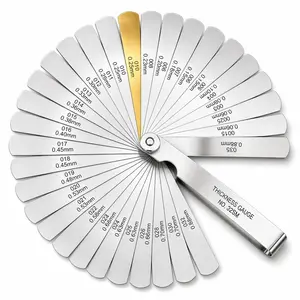 Feeler Gauges Set, 32 count Stainless Steel,  Marked SAE/Metric, Spark Plug Gap Tool for Valves, Automotive, , Guitar (32 Straight)