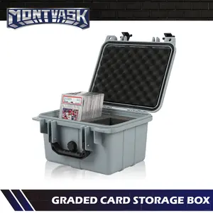 CROSSDESIGN Graded Card Storage Box Deep Travel Size Waterproof Case Slab Protector Graded Card Storage Box Compatible with BGS PSA SGC FGS Graded Sports Trading Cards Gray car organizer