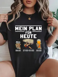 100% cotton Womens Bouldern My Plan For Today Coffee Bouldering Beer Climbing T-Shirt Women Graphic T-Shirt Cotton Print short Sleeve Casual Top, Summer Tee Womens Tops