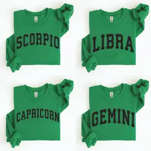 Custom Year Zodiac Sweatshirt, Irish Green Astrology Crewneck, Est Your Year Horoscope Pullover, Unisex Birthday Gift 2025