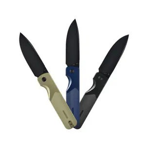 OKNIFE Duron Folding Pocket Knife - O-Aluminum Handle, Nitro-V Steel Drop Point Blade, PVD Coating, Lightweight Tools, Ambidextrous, Non Slip, Ergonomic Reusable Foldable Outdoor Survival Tool