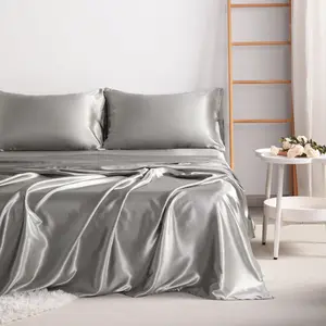 NTBAY 4-Piece Silky Satin Bedding Sets with Natural Sheen, Breathable and Soft, Frictionless Skin-Friendly, Super Cool for Luxury and Silky Feel