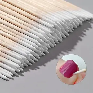 100pcs & 600pcs Nail Cleaning Sticks, Wooden Cotton Tips for Manicure Detailing, Nail Polish Remover Tool, Beauty Essentials, Cotton Swabs