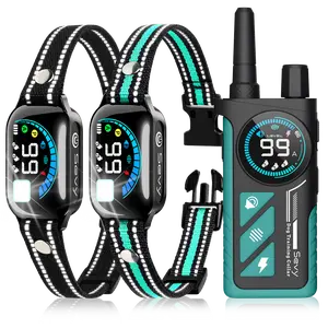 Sevy 2-in-1 Dog Shock & Bark Collar 2 Pack, Smart Anti Bark Dog Training Collar with Remote for 2 Dogs, 3300FT E Collar with Beep Vibration Shock, LED Light, IP67 Waterproof for Small Medium Large Dog，Rechargeable LCD Dog Training Collar puppy tool