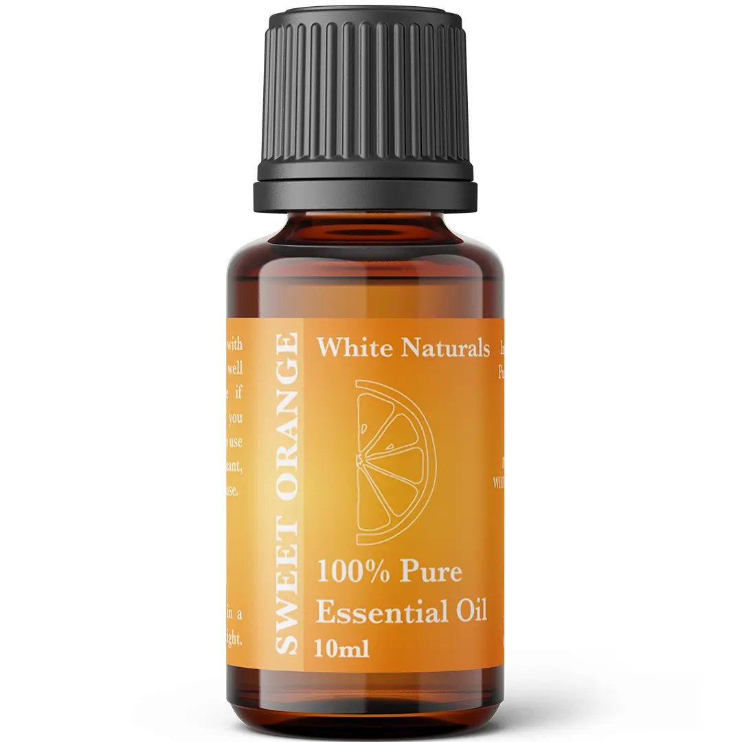 White Naturals Organic Sweet Orange Essential Oil, Therapeutic Grade, 100% Pure Natural Orange Oil for Mood Lift, Refreshing, Clear Head with Diffuser