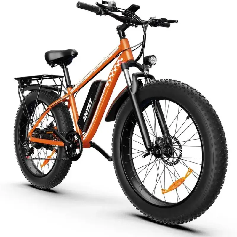 AMYET EB26 Adult Hardtail MTB Ebike, 1500W Peak Power, 48V 15AH Lithium-Ion Battery, 26-Inch Fat Tires, 7-Speed Gear, Dual Shock Absorbers, 28mph Max Speed, 330LBS Max Load, USB Port, Ideal for Beaches, Rocky Roads, Ebike For Adults, Mtb Ebikes