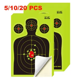 5/10/20PCS Human-Shaped Shooting Targets12x18 Inches Silhouette-Style Splatter Targets Bullet Impacts Instantly Burst into Bright Fluorescent Yellow for Clear Visibility