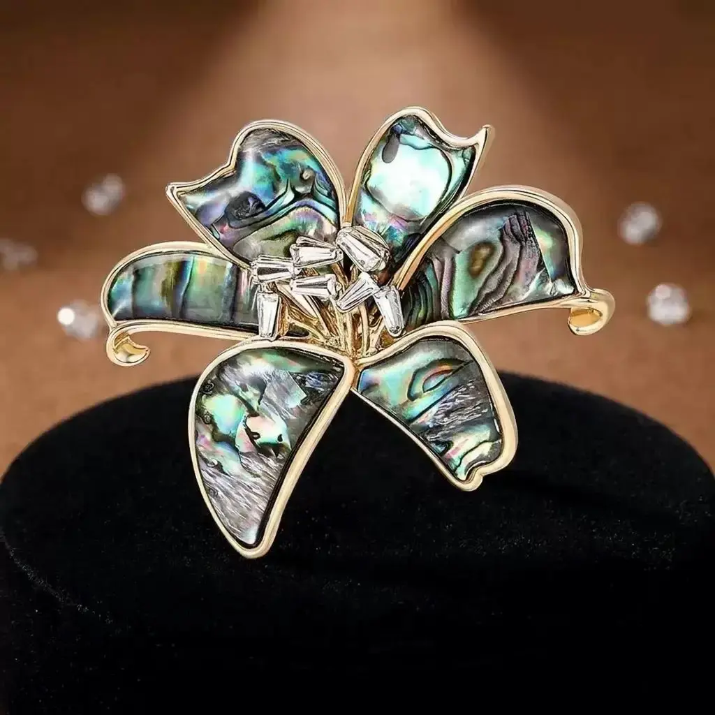 Shell Iris brooch