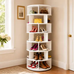 Homieasy Rotating Shoe Rack Tower, 7-Tier Spinning Shoe Rack 360 Revolving Shoe Rack Organizer for Closet, Display Round Storage Carousel Shoes Closet Organization