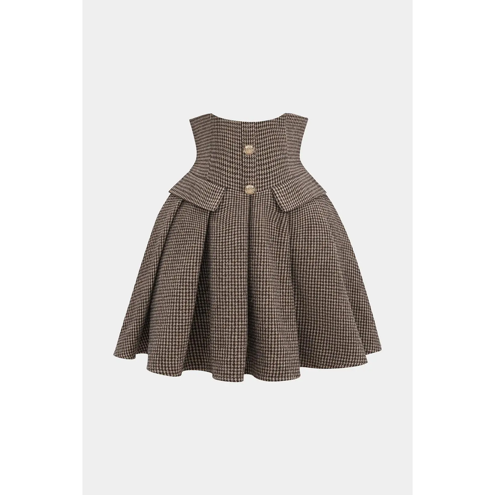 Houndstooth Print Pleated Mini Skirt