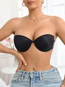 Women's Strapless Push-Up Bra, Solid Color Minimalist Underwire Bikini Top, Sporty Racing Vest Style, Fit, Medium, Hand Washable, Comfortable and Stylish, Gift for Her, Seamless