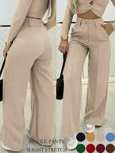 Simple double-breasted wide trousers, a versatile essential for commuting