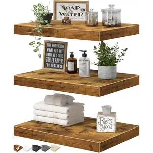 Ikea Floating Shelves For Wall - 10 x 16 inch Book Shelf Bathroom Bedroom Kitchen Living Room Hanging Bookshelf Farmhouse Set of 3,Wood Steel