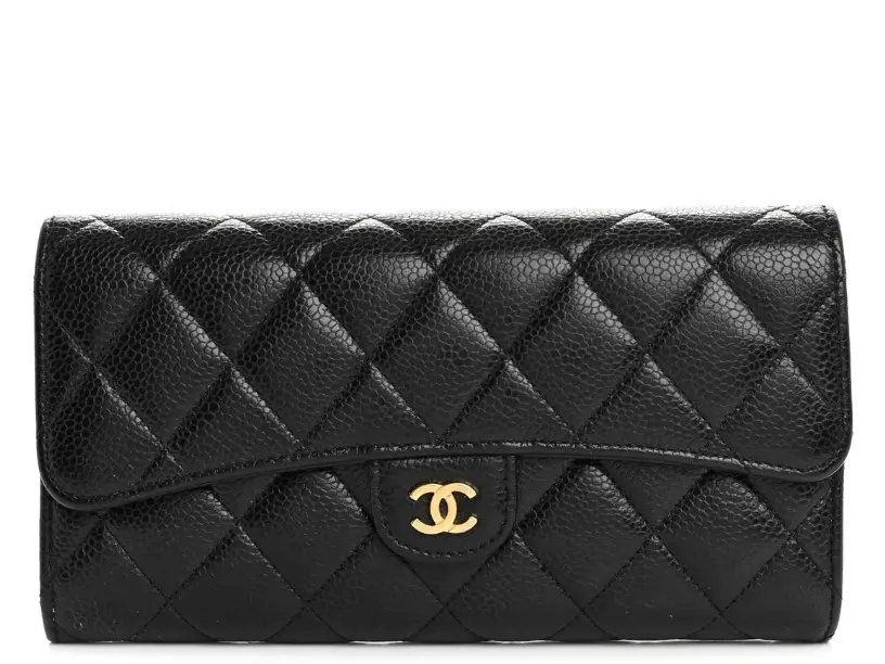 Pre-owned CHANEL leather Clutches & Wristlets Caviar Quilted Gusset Flap Wallet 4000024394921