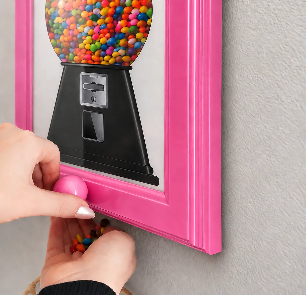 Candy Dispenser Photo Frame, Handy Wall Candy Frame, Wall Mounted Candy Dispenser For Candies, Nuts, Creative Bubble Gum Machine for Home Decor, Office Desktop