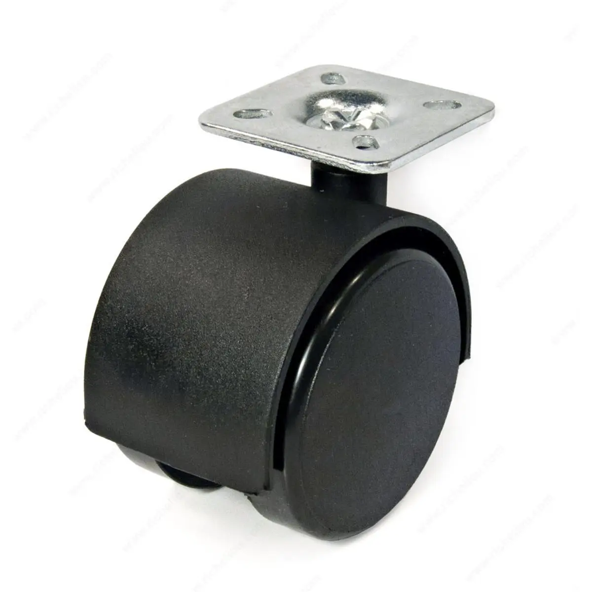 Richelieu F48039 2-in Plate Caster, Black Medium-Duty Brakeless Dual-Wheel Nylon Resin Wheels, 66.1 lbs Capacity Furniture Casters for Hardware Applications, Easy To Install