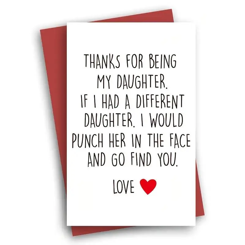 Letter Pattern Happy Birthday Card, 1 Piece Funny Self-Encouraging Greeting Card For Daughter, Best Birthday Gift