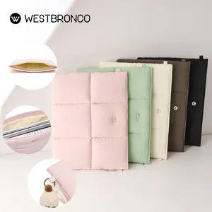 [NEW IN]WESTBRONCO Quilted Puffer Magnetic Laptop Sleeve for Women,Minimalist Slim Pillow Case Puffy Laptop Padfolio Carrying MacBook Air/Pro Case(Compatible with Dell, HP, Lenovo, ASUS, Acer, Huawei Computer ,13-14 inch)