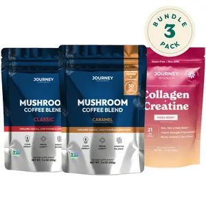 The Mind & Body Trio - Mushroom Coffee Blend (Classic & Caramel) + Collagen & Creatine for Women. Supports Clean Energy, Mental Clarity, Muscle Strength & Skin, Hair & Nail Health. Gluten-Free, Non-GMO & Sugar-Free.