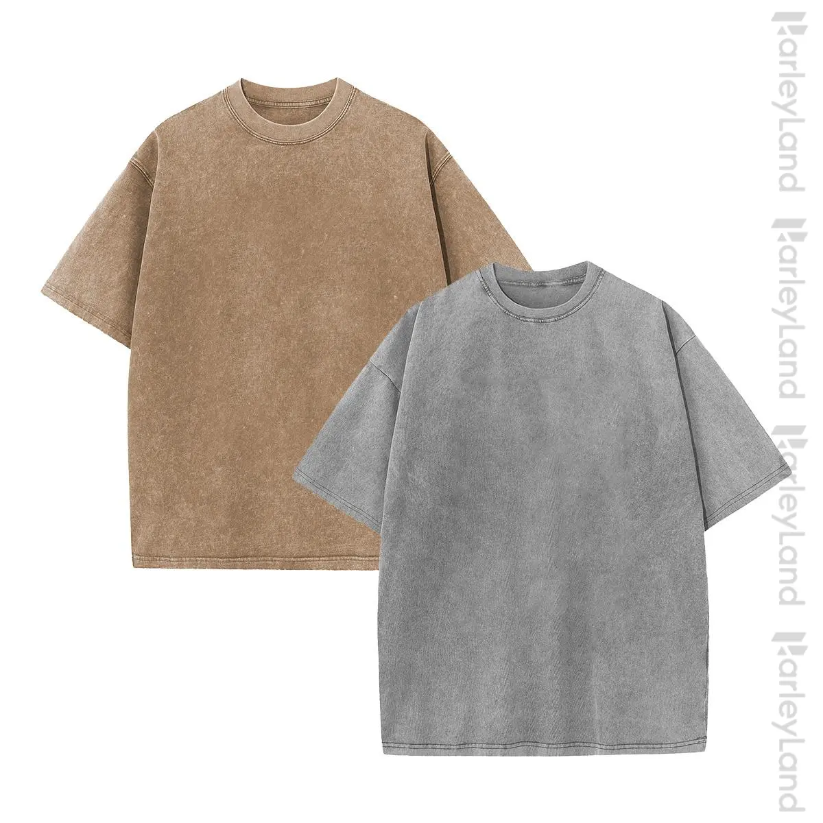 HarleyLand Women’s 1/2 Pack Vintage Washed Cotton Short-Sleeve Crewneck Tees - Comfortable, Breathable Plain Solid Style Casual Tops for Summer Streetwear, Lounging (Pair with Pants), Shortsleeve, Fabric, Minimalist, Beach, T Shirts