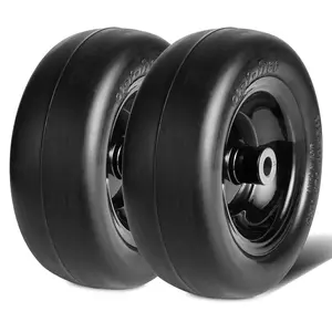 VEVOR Tubeless Mower Wheels, 11x4-5" Size, Pair of Flat-Free PU Tires on Rims, 3.4" Hub, 3/4" Bushing, Includes 20 Adapters, Suitable for Riding Mowers and Lawn Tractors