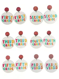 Colorful Letter Grade Stud Earrings, Cute Student Teacher Ear Rings, Steel Needle Pins, All Seasons, Sporty Style, Wood Material
