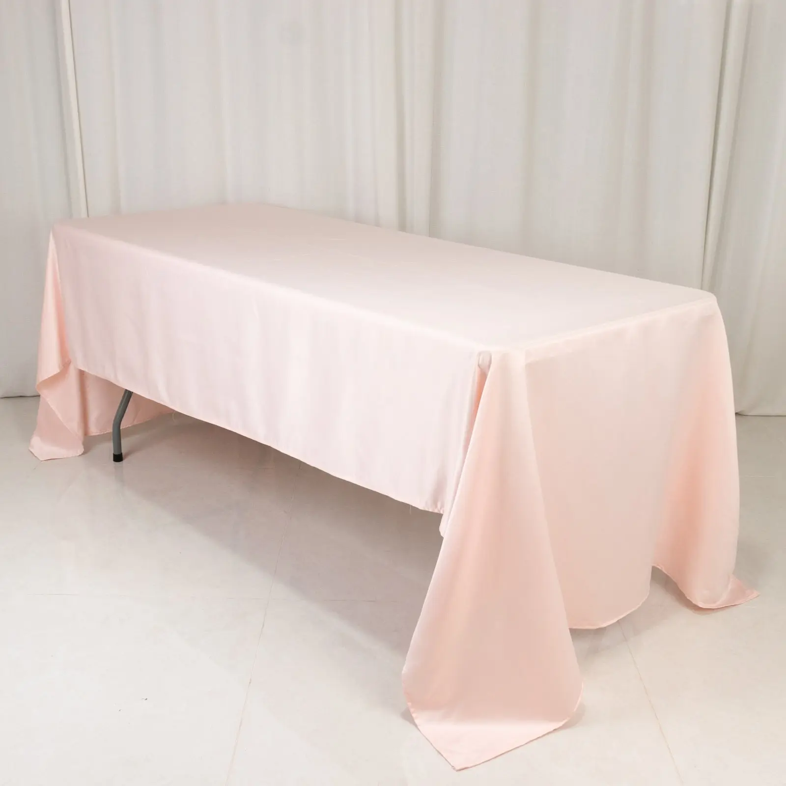 Lamour Satin Fabric Rectangular Tablecloth, 60"x126" Blush Pink - Wrinkle Resistant, Fade Resistant, Machine Washable Table Cover for Decor, Anniversary, Tablecloth Rectangular