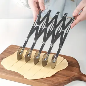 5-wheel stainless steel extendable pizza slicer, adjustable wheel pastry pasta cutter, bread dough slicer, pizza cutter cutting tool, kitchen baking tool, suitable for family gatherings, pies, graduation season
